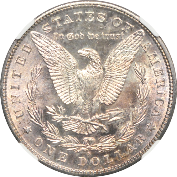 1881-S NGC MS-65 CAC, 1886 PCGS MS-65 (rattler) CAC, and an 1888 PCGS MS-65 CAC