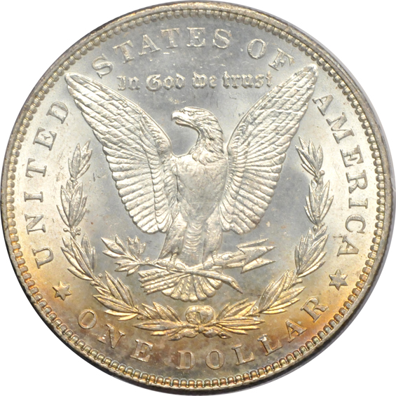 1881-S NGC MS-65 CAC, 1886 PCGS MS-65 (rattler) CAC, and an 1888 PCGS MS-65 CAC