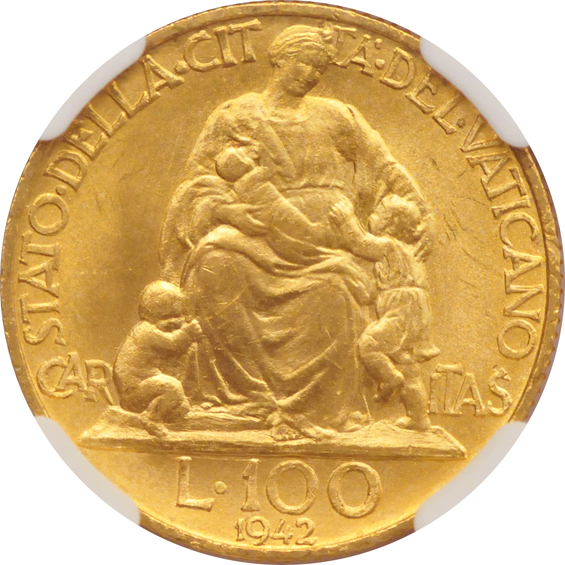 Vatican - 1942 100 Lira - NGC MS-65
