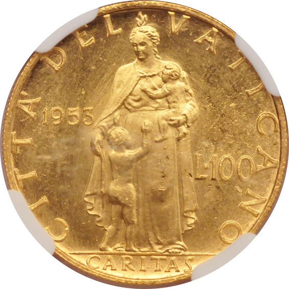Vatican - 1953 100 Lire - NGC MS-64