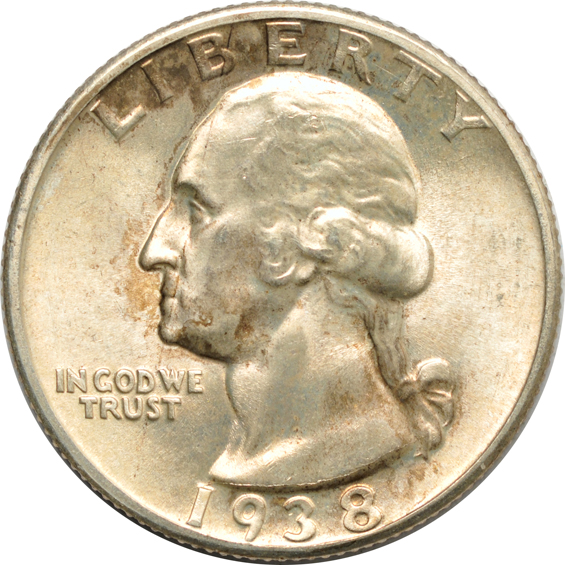 1917 Type 1 AU, plus a 1938-S Washington quarter Choice BU