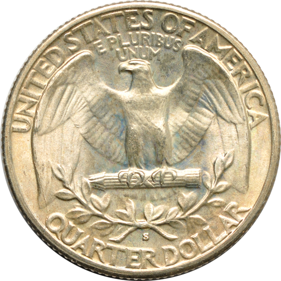 1917 Type 1 AU, plus a 1938-S Washington quarter Choice BU