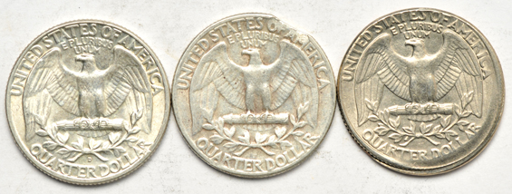 Collection of seven error/variety coins, as described