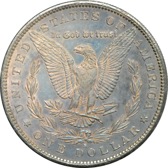 Five Morgan silver dollars