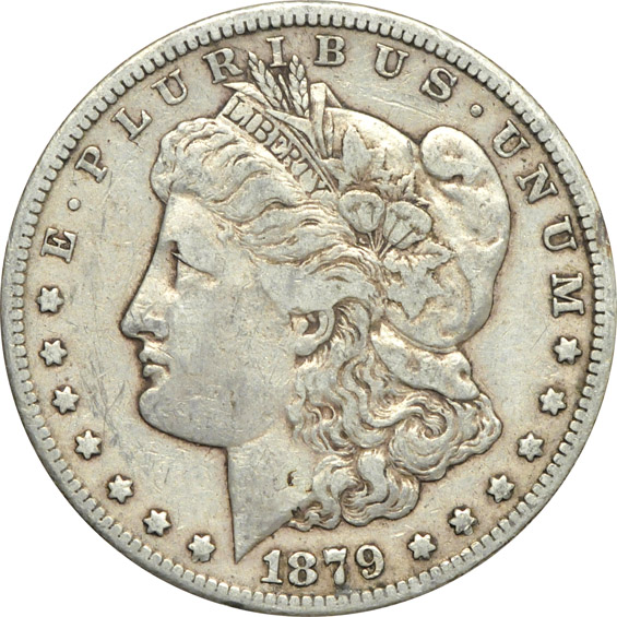 Five Morgan silver dollars