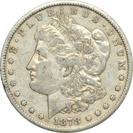 Five Morgan silver dollars