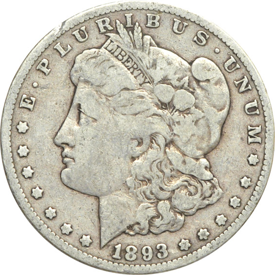 Five Morgan silver dollars