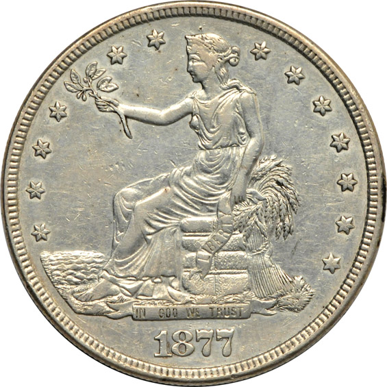 1875-S Trade, and two 1877, as described