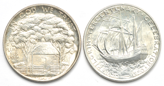 Six silver commemorative half-dollars