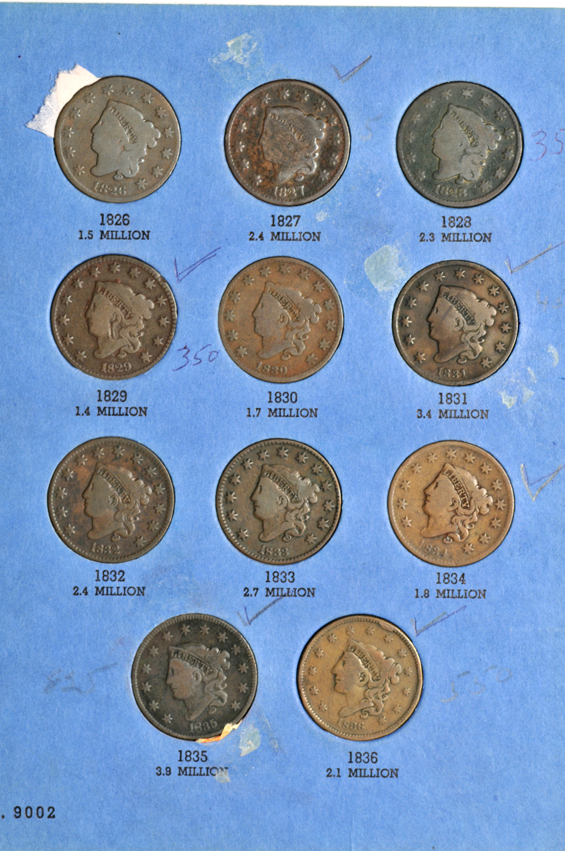 Scotsman Auction Co. - Lot #162 - Large cent collection 1826