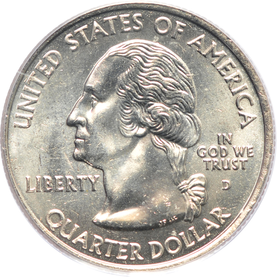 2004-D Wisconsin quarter Extra Leaf High, and 2004-D Wisconsin quarter Extra Leaf Low, both PCGS MS-64