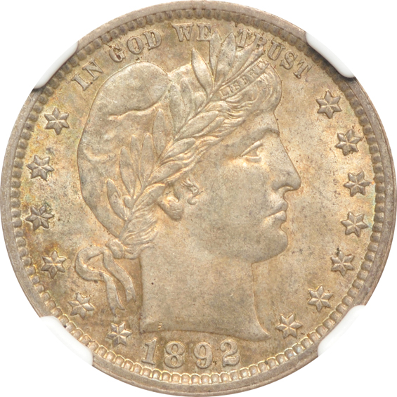 1892 Barber quarter MS-62, 1918 Standing Liberty quarter MS-63, and a 1940 Washington quarter MS-64 Star, all NGC CAC