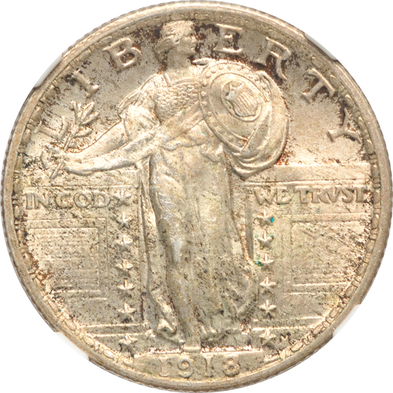 1892 Barber quarter MS-62, 1918 Standing Liberty quarter MS-63, and a 1940 Washington quarter MS-64 Star, all NGC CAC