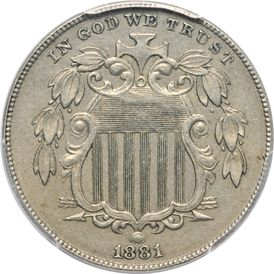 1881 PCGS AU-50, plus a 1925-D Lincoln cent ANACS MS-65 BRN