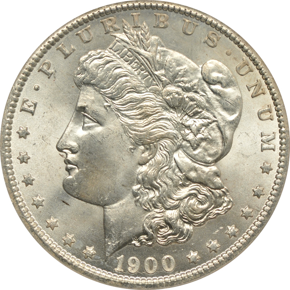 Six NGC certified and one ICG certified Morgan silver dollars