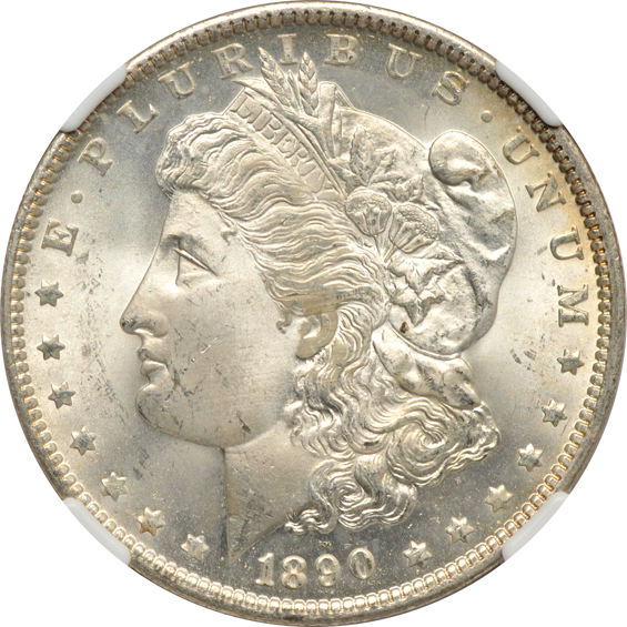 Six NGC certified and one ICG certified Morgan silver dollars