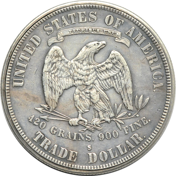 Exonumia - OPIUM 1877-S Trade dollar, "squeeze at top"