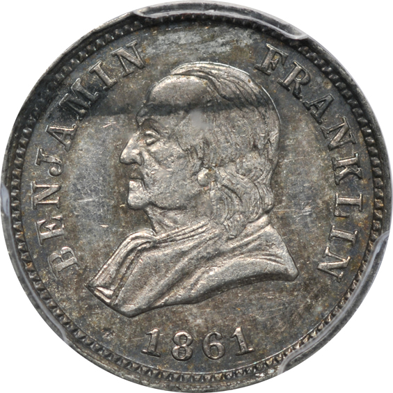 Six certified store card Civil War tokens