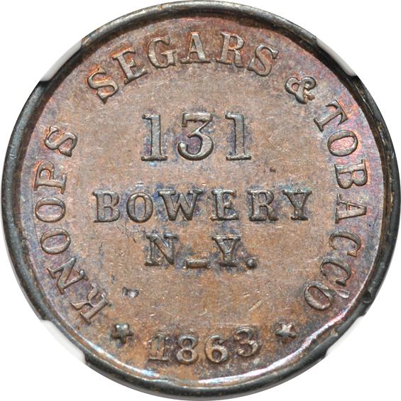 Six certified store card Civil War tokens