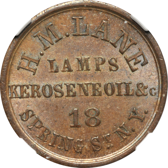 Six certified store card Civil War tokens