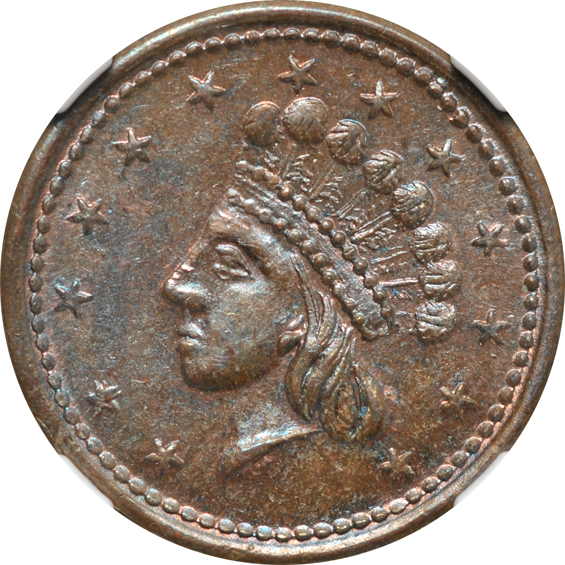 Four Patriotic Civil War tokens