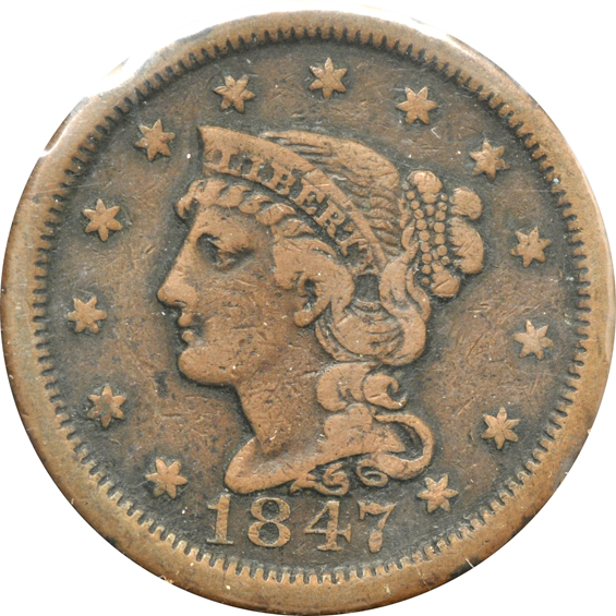 Collection of fifty-nine different large cents