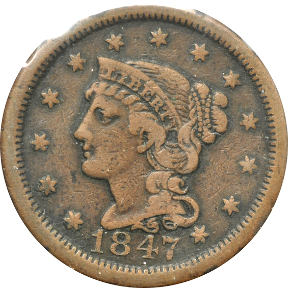 Collection of fifty-nine different large cents