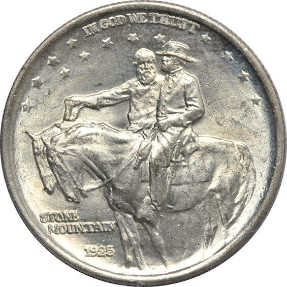 Five silver commemorative half-dollars, all PCGS MS-63 (rattler)