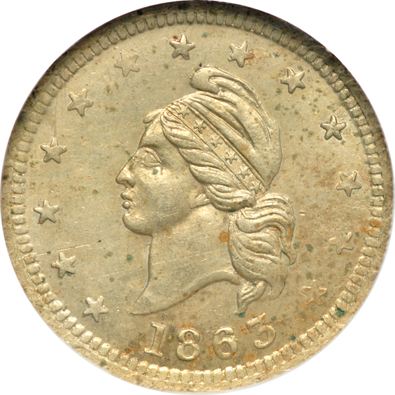 Four Uncirculated Civil War tokens certified by NGC
