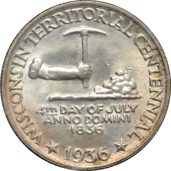1937 Roanoke and a 1936 Wisconsin, both PCGS MS-64 (rattler)