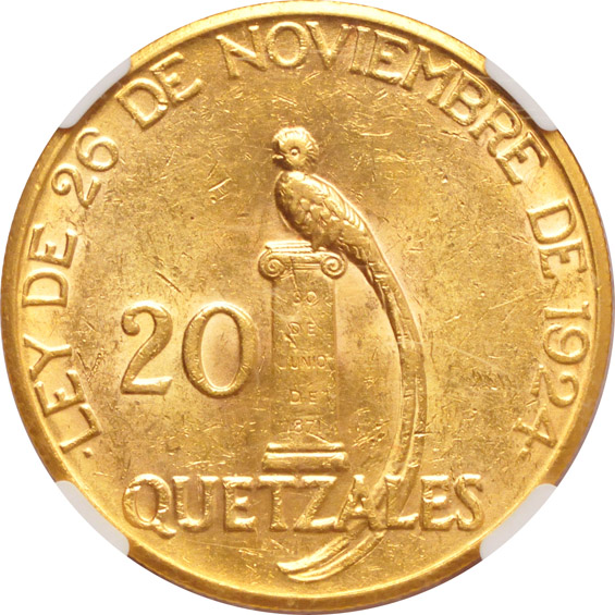 Guatemala - 1926 20 Quetzales - NGC AU-58