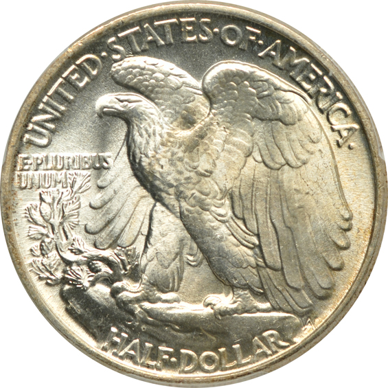 Four Walking Liberty half-dollars certified MS-65 by PCGS