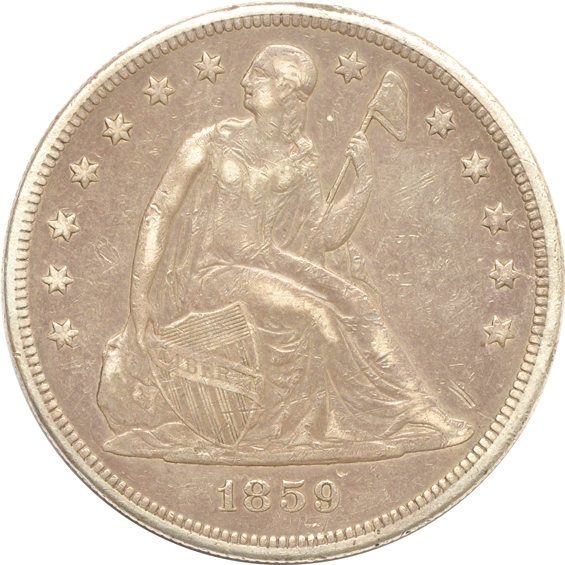 Four silver type coins, as described