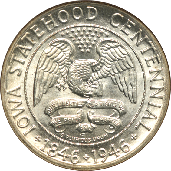 Four silver commemorative half-dollars certified MS-66 by NGC