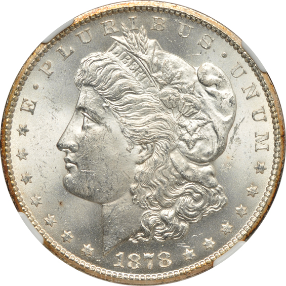 1878 8TF PCGS MS-62, 1878 7TF Reverse of 78 NGC MS-63+, and an 1878-CC NGC MS-63, all CAC