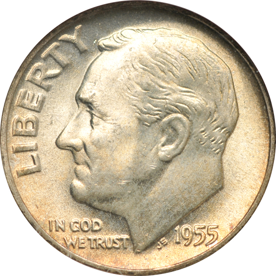 Collection of fifty-three silver Roosevelt dimes certified MS-67, plus one MS-66