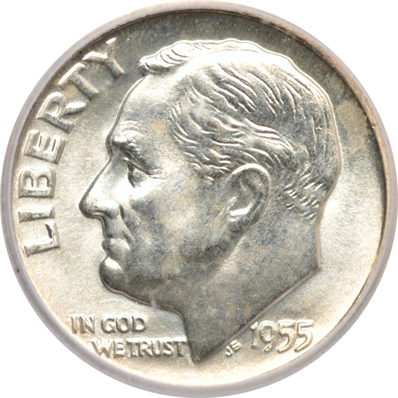Collection of fifty-three silver Roosevelt dimes certified MS-67, plus one MS-66