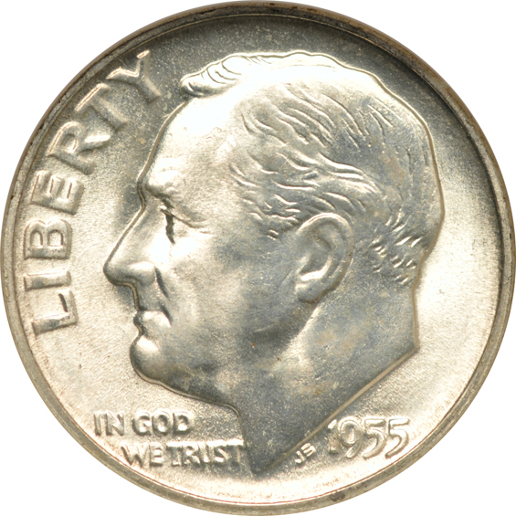 Collection of fifty-three silver Roosevelt dimes certified MS-67, plus one MS-66