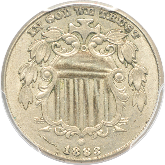 1883 Shield nickel AU-58, plus an 1883 With Cent Liberty nickel MS-63, both PCGS