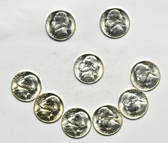 Roll set of BU Jefferson Wartime nickels