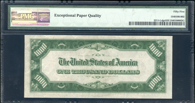 1934 $1,000 San Francisco Fr# 2211-L - PMG AU-55 EPQ