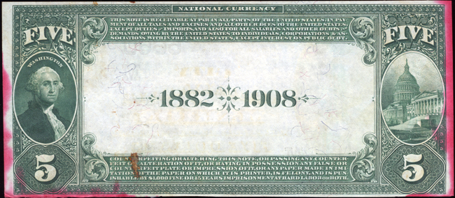 1882 $5 Date Back - Marion, OH Charter #5650 - AU/stains/rust