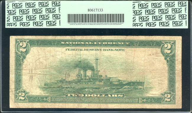 1918 $2 St. Louis Battleship Fr# 768 - PCGS F-12/small rust stains at left