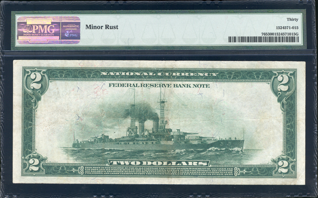 1918 $2 Chicago Battleship Fr# 765 - PMG VF-30