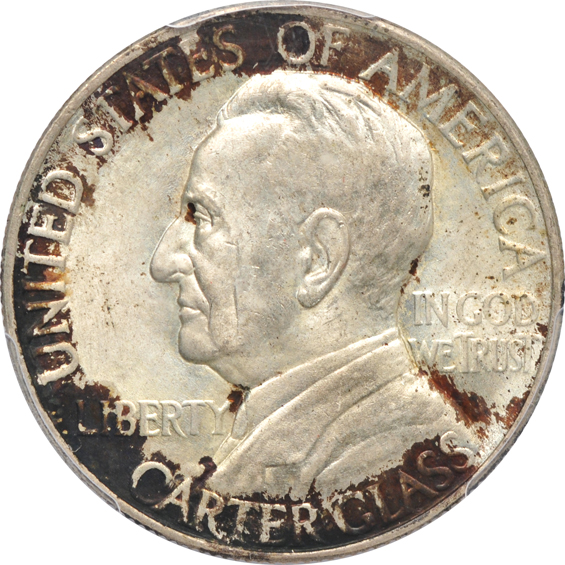 Seven Choice or better silver commemorative half-dollars, all certified