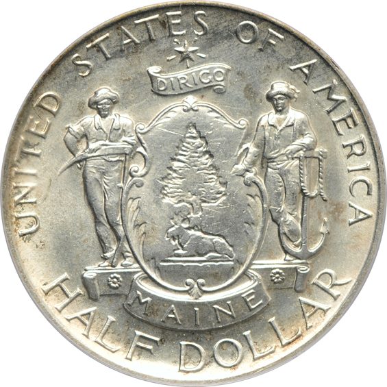 Seven Choice or better silver commemorative half-dollars, all certified