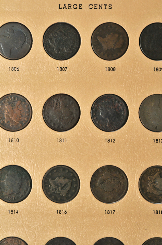 Eighty-five different large cents in a Dansco 7099 album