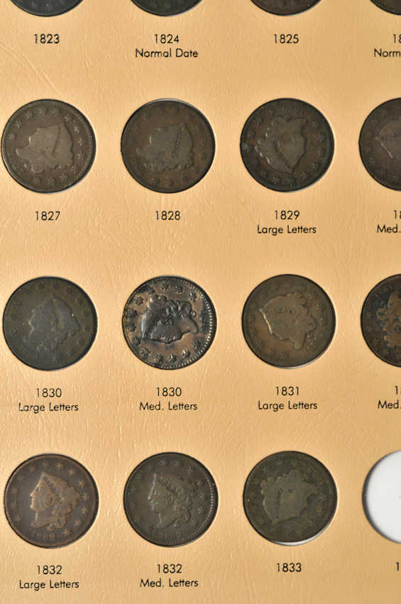 Eighty-five different large cents in a Dansco 7099 album