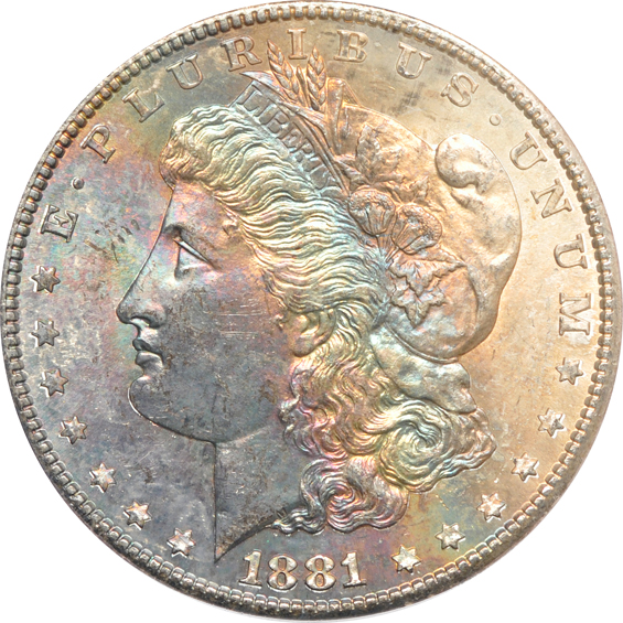 Three 1881-S, two MS-65, and one MS-64, all PCGS