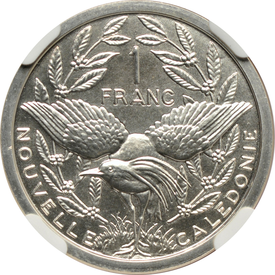 New Caledonia - 1979-Piefort 1 franc MS-68, 2 francs MS-67, and 20 francs PR-66 Ultra Cameo, all NGC